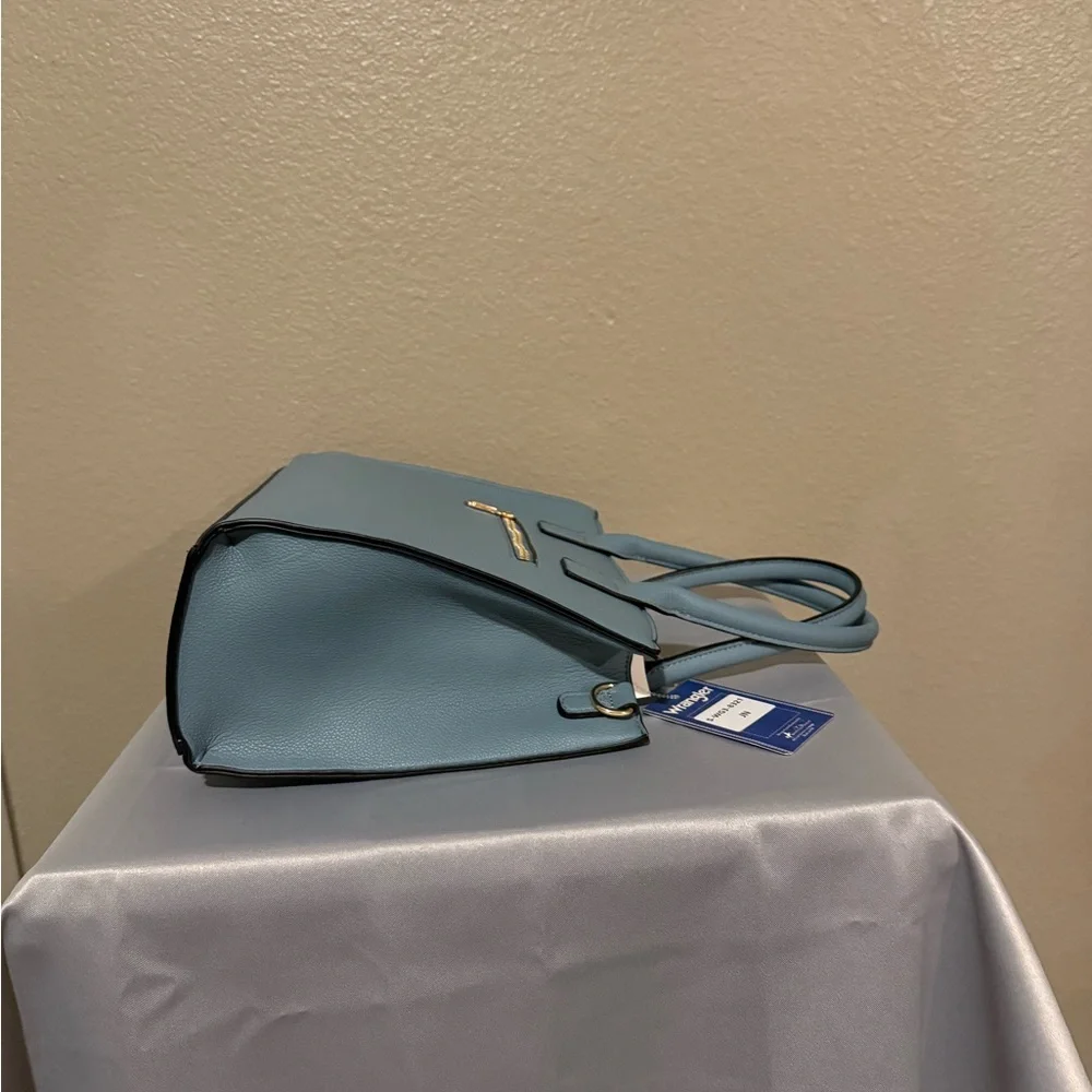 Wrangler Dusty Blue 3-in-1 Satchel Tote Purse w/ Crossbody Bag & Wristlet Wallet